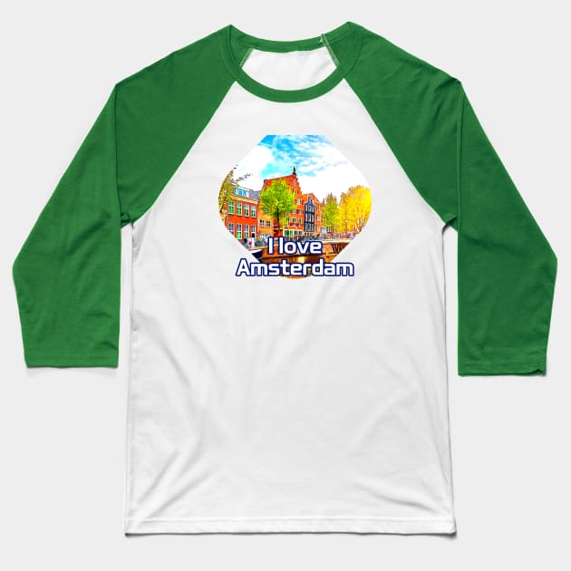 I love Amsterdam, Netherlands Baseball T-Shirt by zzzozzo